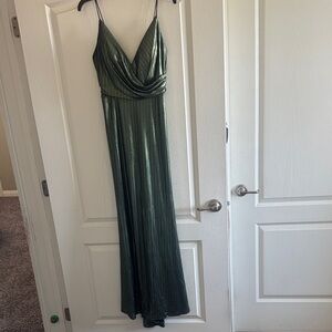 Betsy & Adam Metallic Green Maxi Dress